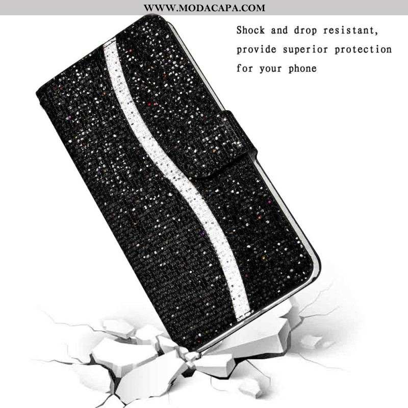 Capa Folio Para Samsung Galaxy S23 5G De Cordão Lantejoulas Strappy