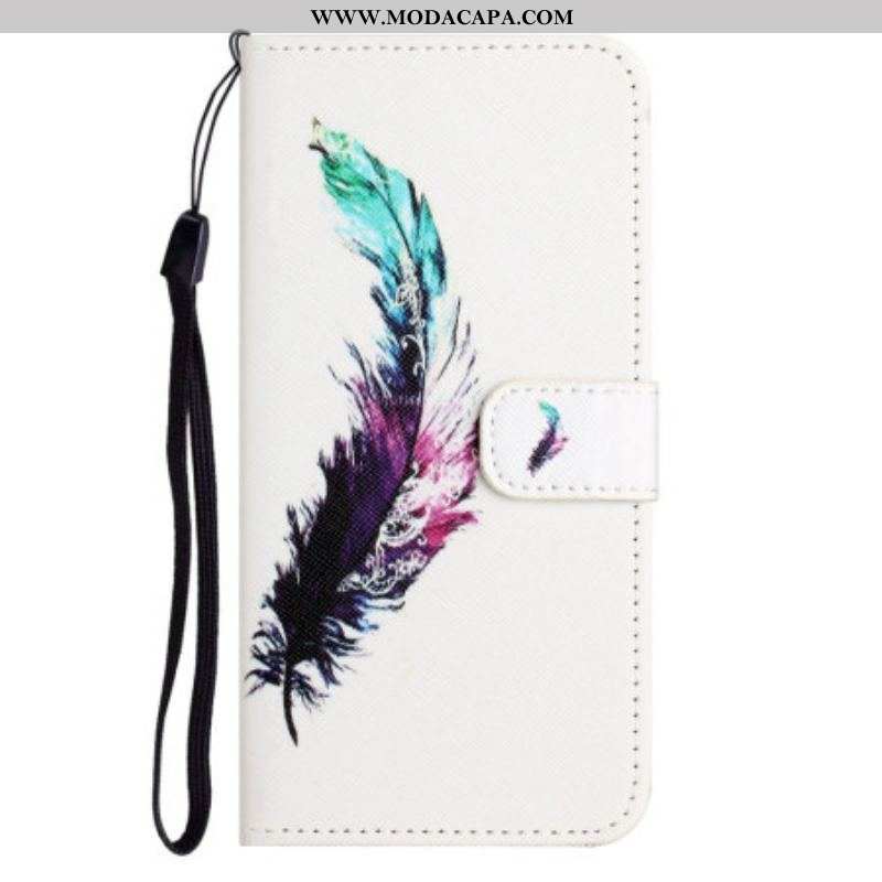 Capa Flip Para Samsung Galaxy S23 5G De Cordão Pena Com Cordão