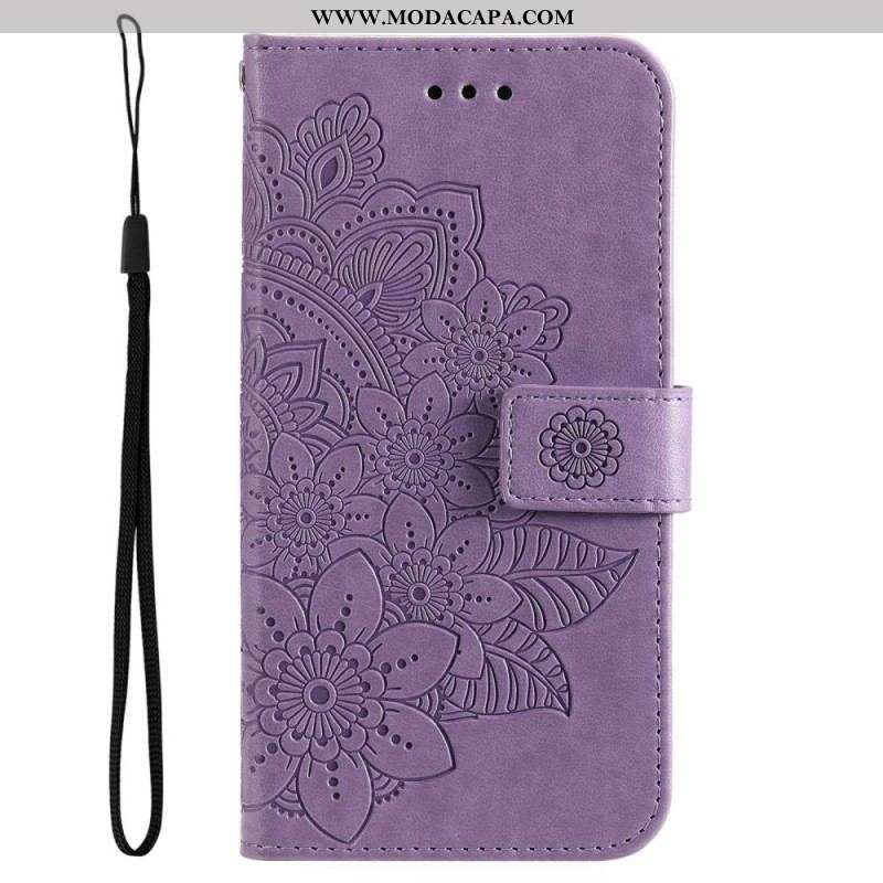 Capa Folio Para Samsung Galaxy S23 5G De Cordão Mandala Strappy