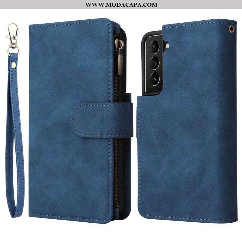 Capa Folio Para Samsung Galaxy S23 5G Com Bolsa De Zíper