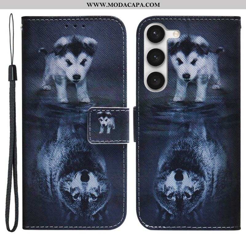 Capa Folio Para Samsung Galaxy S23 5G Sonho De Cachorrinho