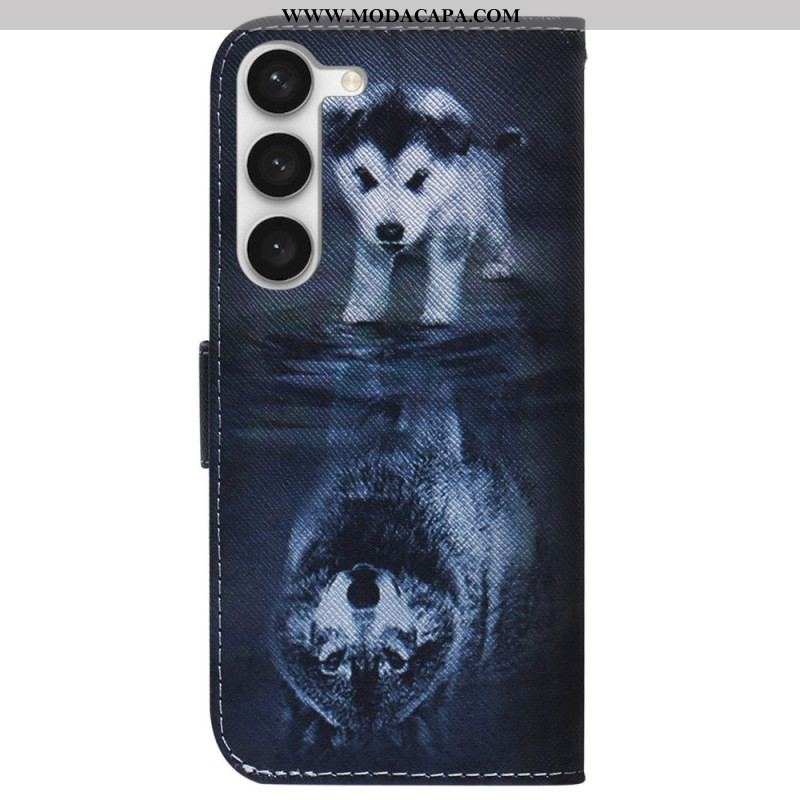 Capa Folio Para Samsung Galaxy S23 5G Sonho De Cachorrinho