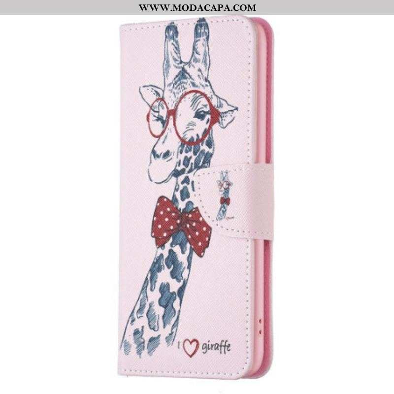 Capa De Couro Para Samsung Galaxy S23 5G Girafa Inteligente