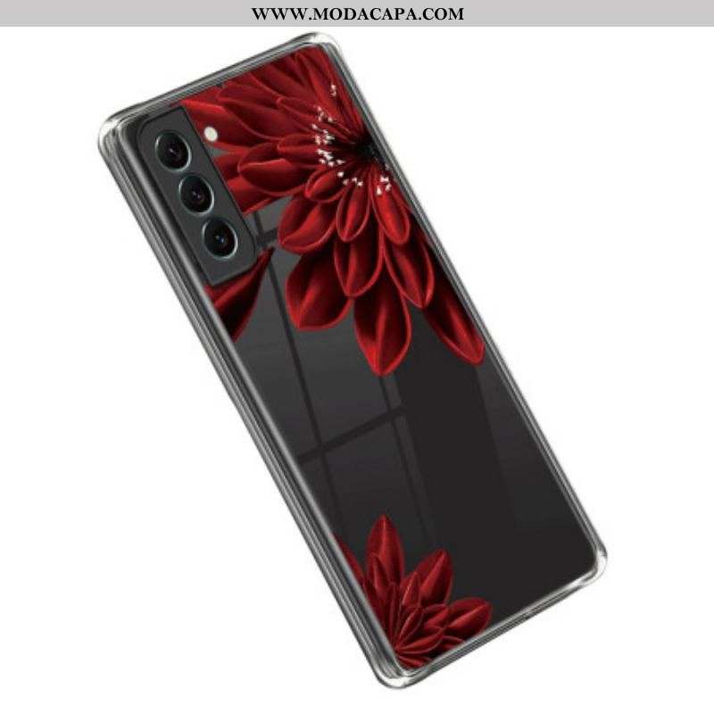 Capa Para Samsung Galaxy S23 5G Flor Vermelha Sem Costura