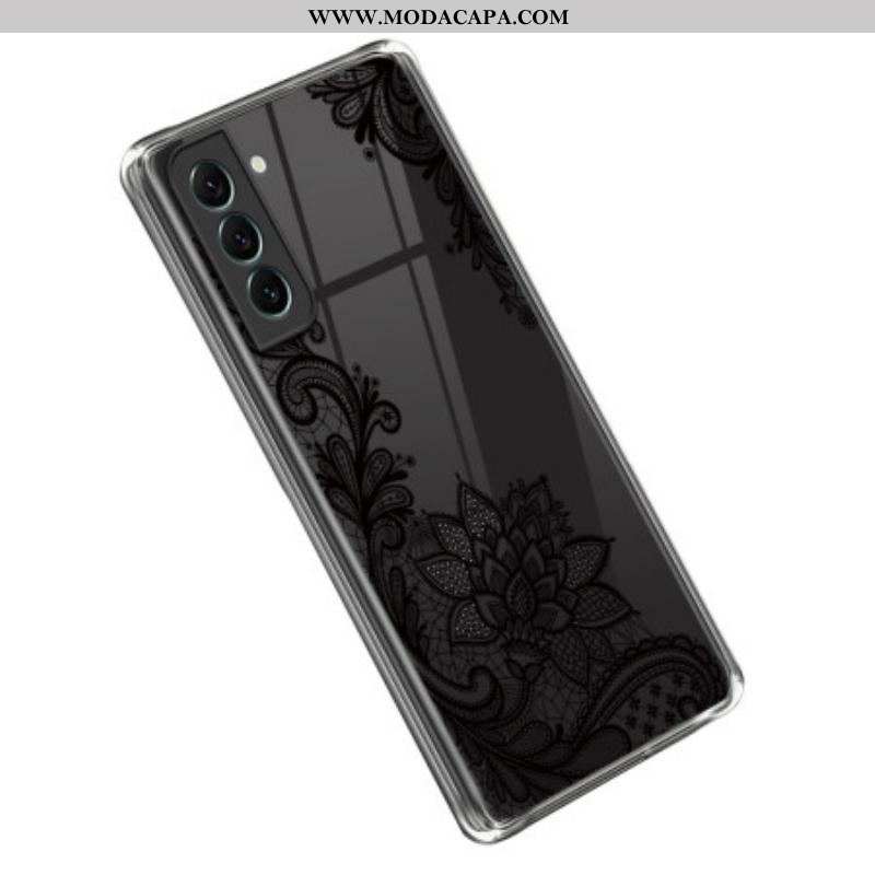 Capa Para Samsung Galaxy S23 5G Renda Preta Transparente