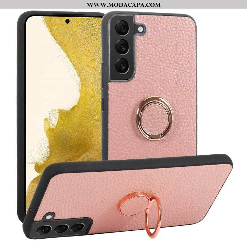 Capa Para Samsung Galaxy S23 5G Porta-anel De Lichia De Couro Sintético