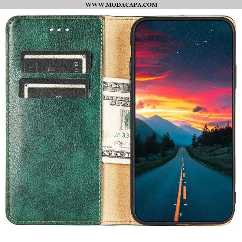 Capa De Celular Para Samsung Galaxy S23 Plus 5G Flip Costura De Couro Falso