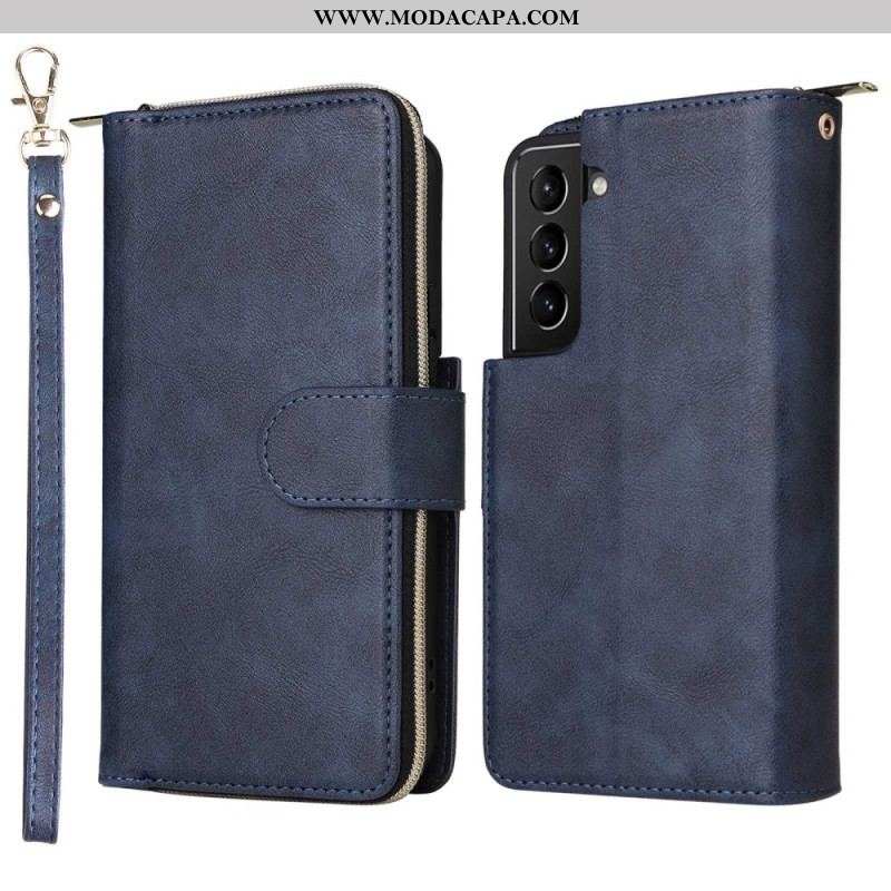 Capa Em Pele Para Samsung Galaxy S23 Plus 5G Com Bolsa De Zíper