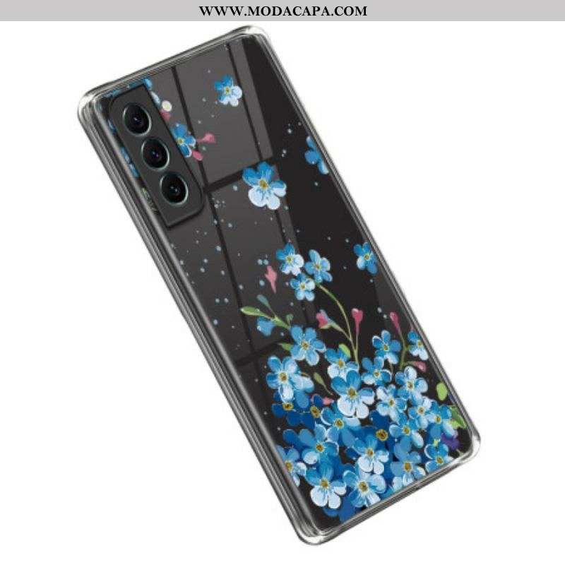 Capa Para Samsung Galaxy S23 Plus 5G Flores Azuis