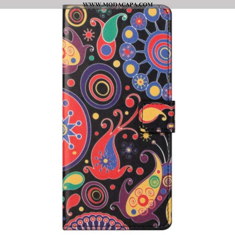 Capa De Couro Para Samsung Galaxy S23 Plus 5G Paisley