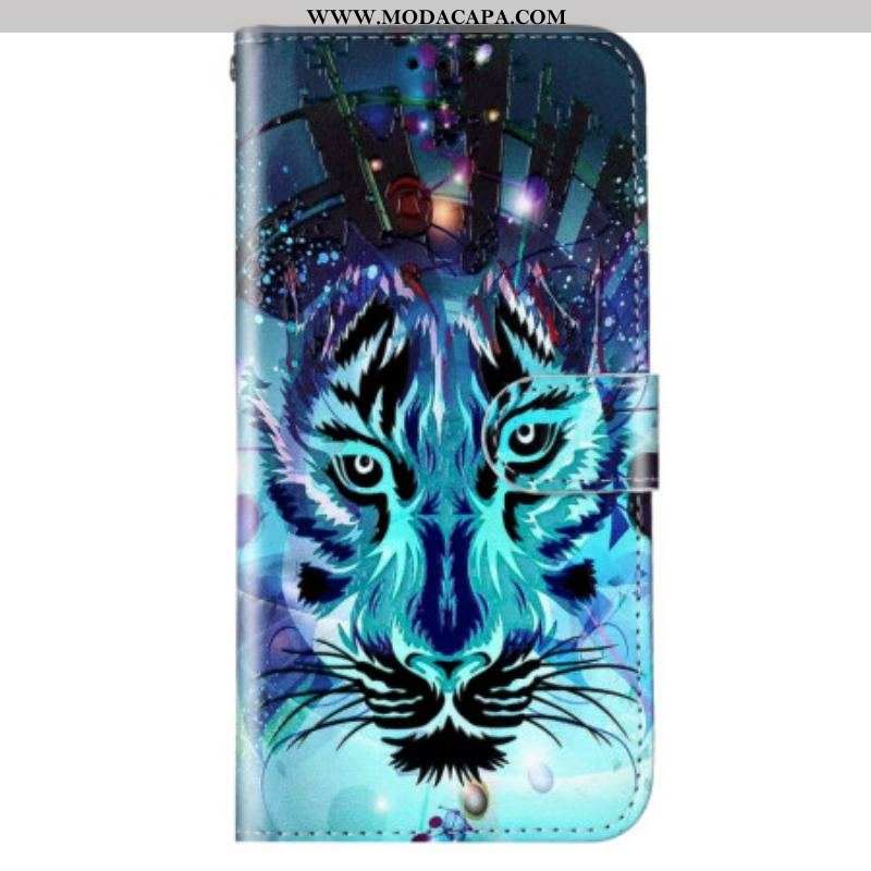 Capa Folio Para Samsung Galaxy S23 Plus 5G O Tigre Com Cordão