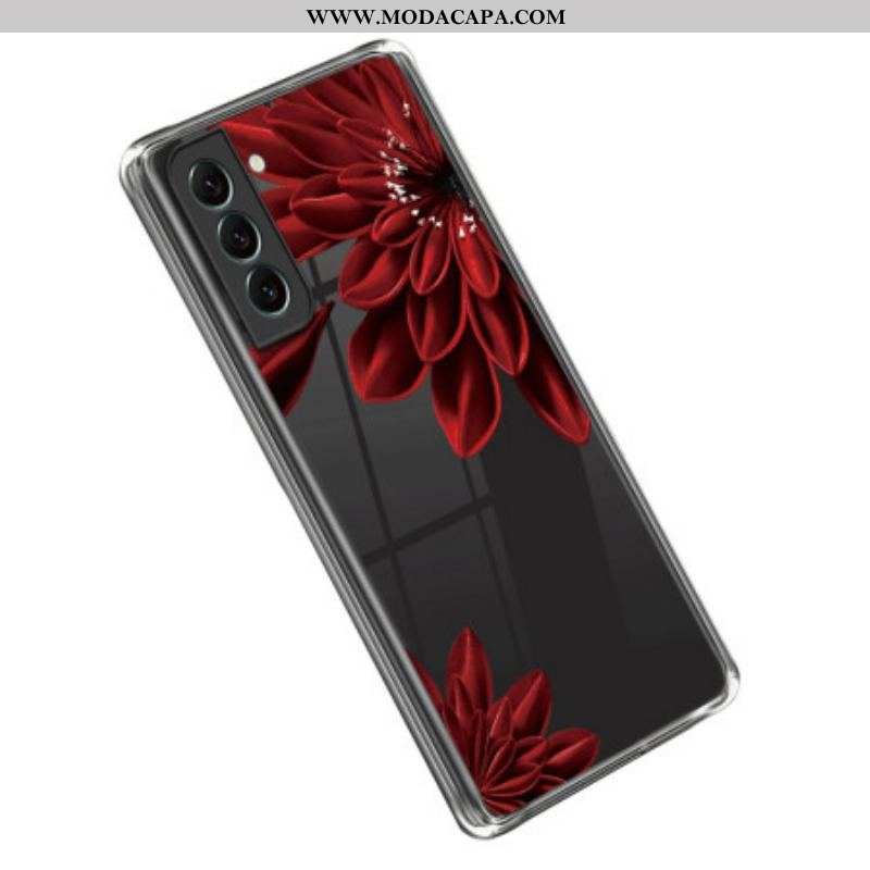 Capa De Celular Para Samsung Galaxy S23 Plus 5G Flores Vermelhas Sem Costura