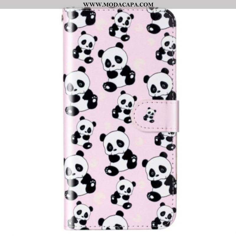 Capa Folio Para Samsung Galaxy S23 Plus 5G De Cordão Pandas Strappy