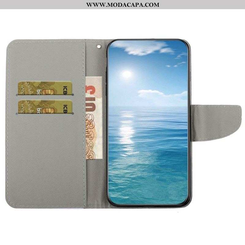 Capa Folio Para Samsung Galaxy S23 Plus 5G De Cordão Strappy Patchwork