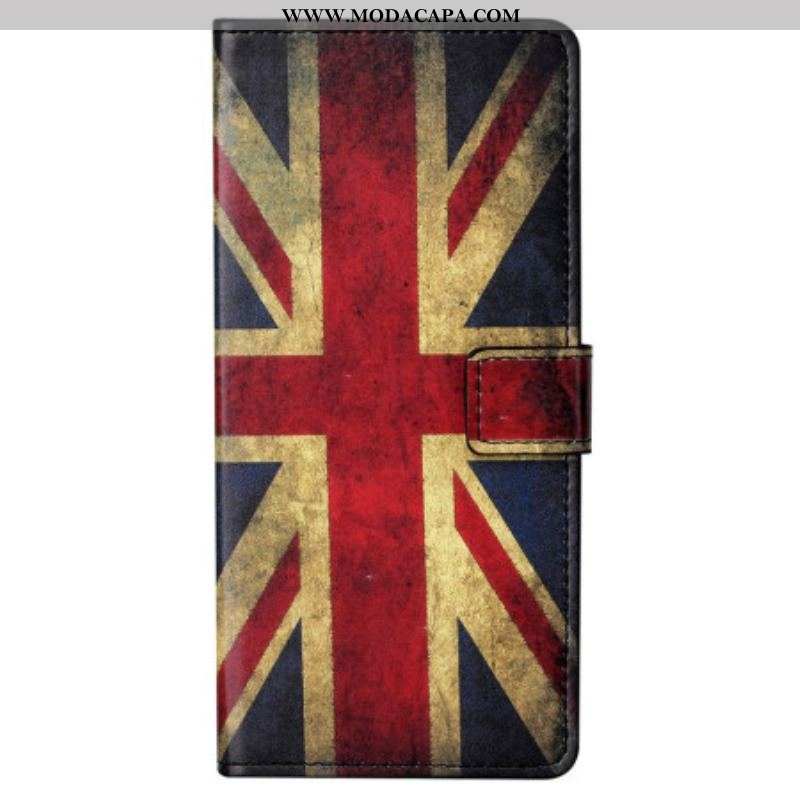 Capa De Couro Para Samsung Galaxy S23 Plus 5G Bandeira Inglesa Vintage