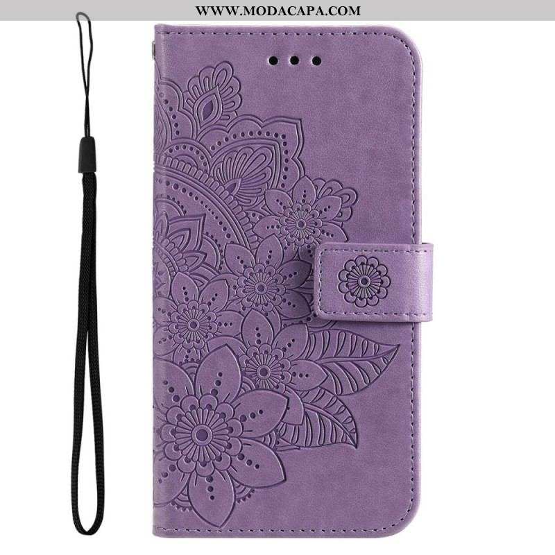 Capa Folio Para Samsung Galaxy S23 Plus 5G De Cordão Mandala Strappy