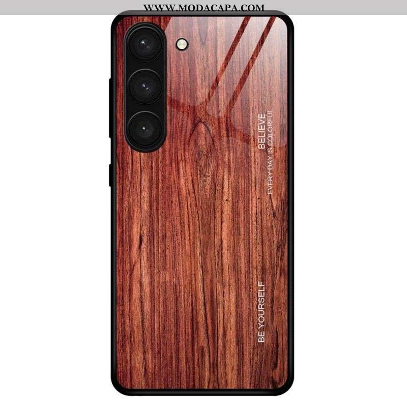 Capa Para Samsung Galaxy S23 Plus 5G Vidro Temperado Com Design De Madeira