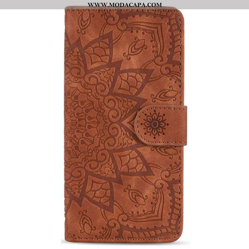 Capa Flip Para Samsung Galaxy S23 Plus 5G De Cordão Mandala Elegante Com Tiras