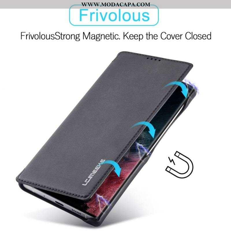 Capa De Celular Para Samsung Galaxy S23 Ultra 5G Flip Efeito Couro Lc.imeeke Efeito Couro