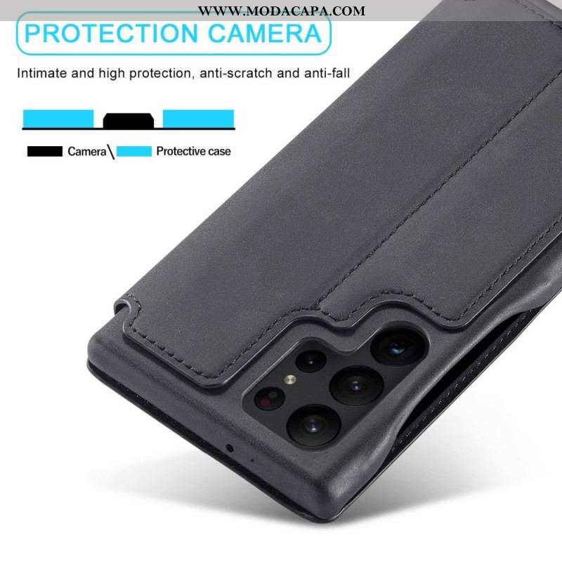 Capa De Celular Para Samsung Galaxy S23 Ultra 5G Flip Efeito Couro Lc.imeeke Efeito Couro