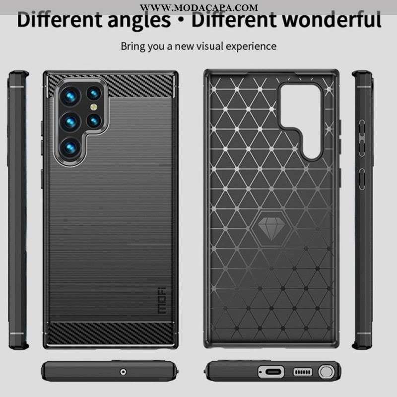 Capa Para Samsung Galaxy S23 Ultra 5G Fibra De Carbono Escovada Mofi