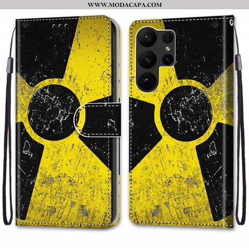 Capa Folio Para Samsung Galaxy S23 Ultra 5G Amarelo E Preto