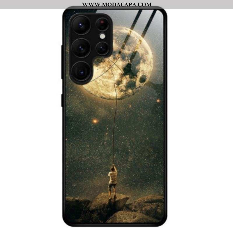 Capa De Celular Para Samsung Galaxy S23 Ultra 5G Vidro Temperado Do Homem Da Lua