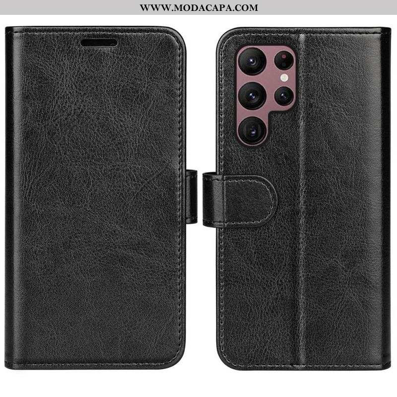 Capa Folio Para Samsung Galaxy S23 Ultra 5G Efeito Couro Vintage