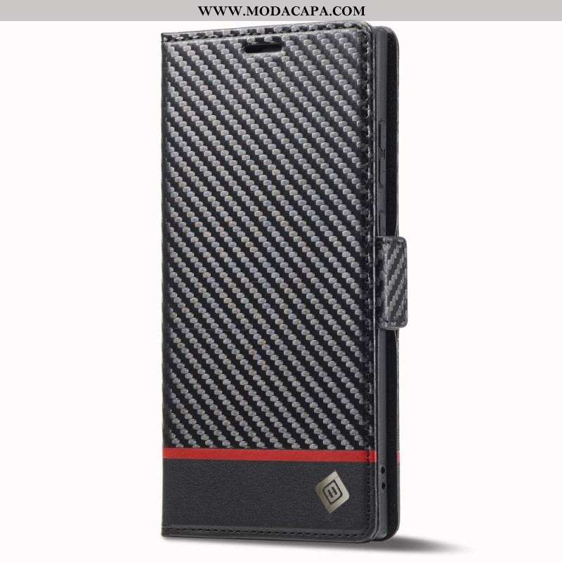 Capa De Celular Para Samsung Galaxy S23 Ultra 5G Flip Fibra De Carbono