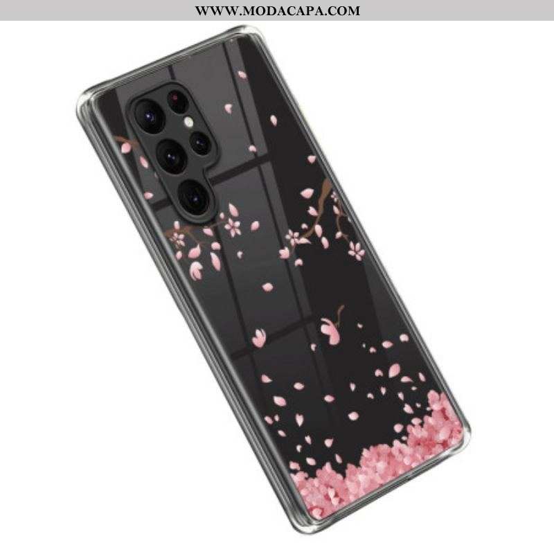 Capa Para Samsung Galaxy S23 Ultra 5G Florzinhas Rosa