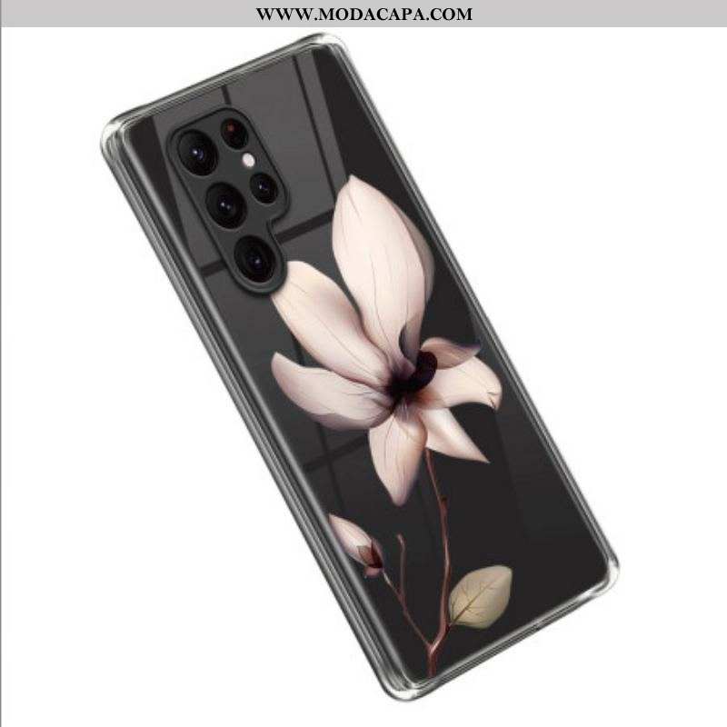 Capa Para Samsung Galaxy S23 Ultra 5G Flor Rosa