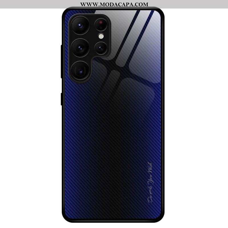 Capa Para Samsung Galaxy S23 Ultra 5G Vidro Temperado De Fibra De Carbono