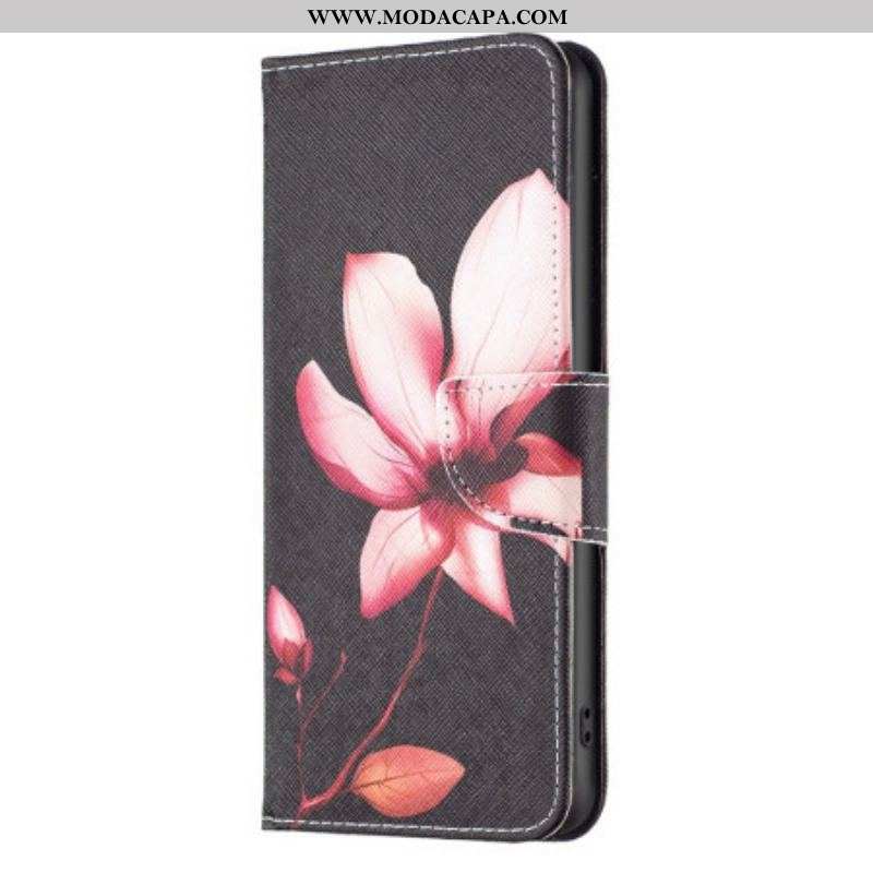 Capa Flip Para Samsung Galaxy S23 Ultra 5G Flor Rosa