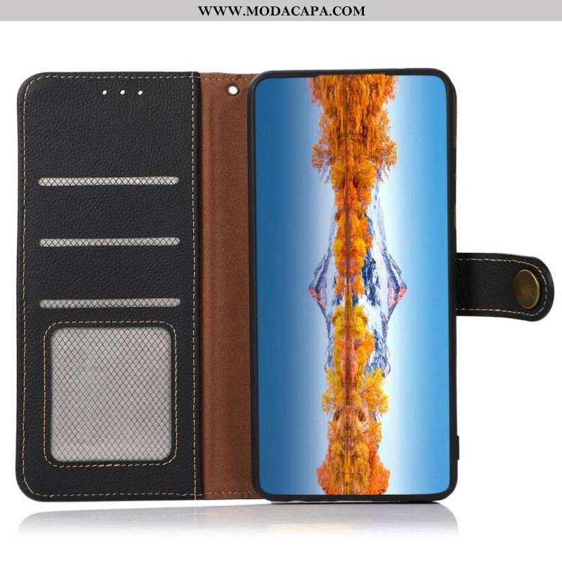 Capa Flip Para Samsung Galaxy S23 Ultra 5G Khazneh Rfid Couro Genuíno