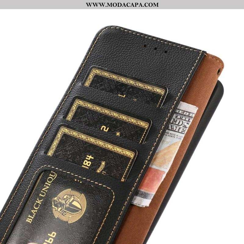 Capa Flip Para Samsung Galaxy S23 Ultra 5G Khazneh Rfid Couro Genuíno