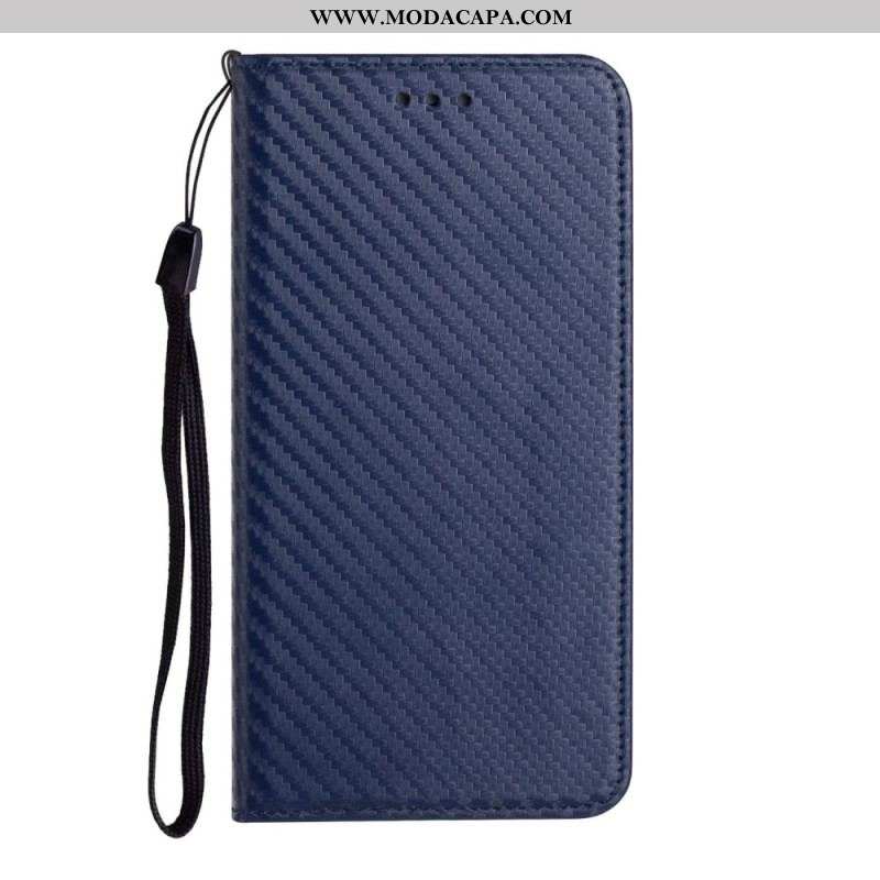 Capa De Celular Para Samsung Galaxy S23 Ultra 5G De Cordão Flip Estilo Strappy Fibra De Carbono