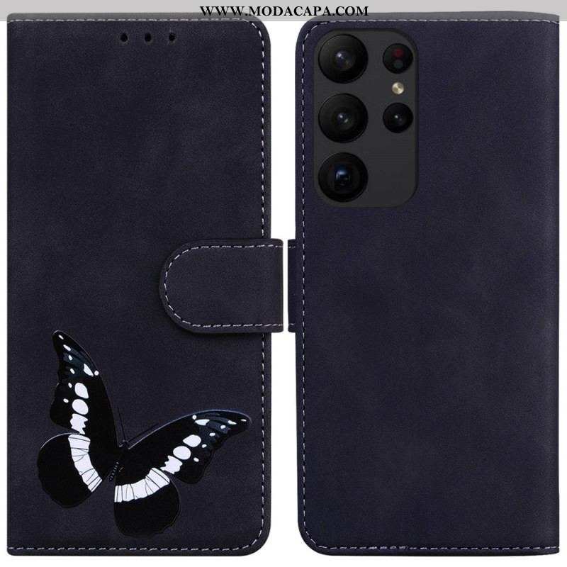 Capa Flip Para Samsung Galaxy S23 Ultra 5G Borboleta