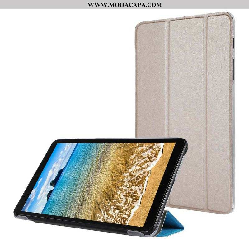 Capa De Celular Para Samsung Galaxy Tab A7 Lite Couro Falso Textura De Seda