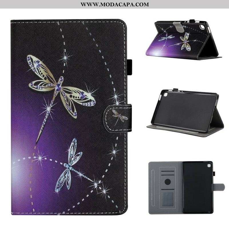 Capa De Couro Para Samsung Galaxy Tab A7 Lite Libélulas