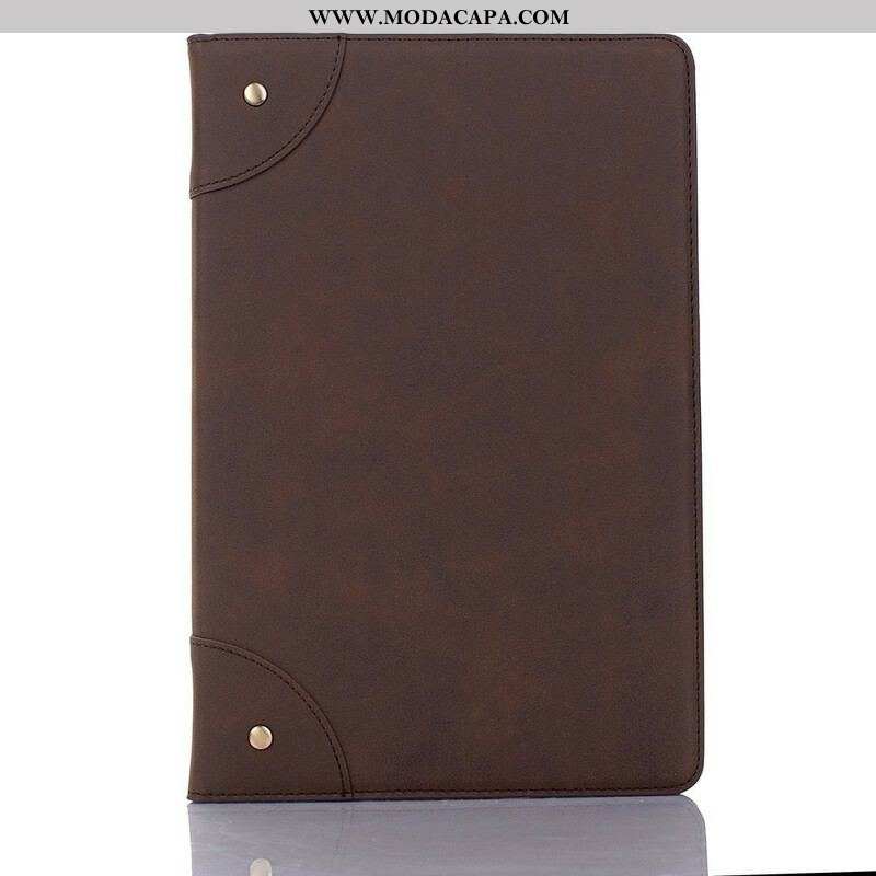 Capa Para Samsung Galaxy Tab A7 Lite Rebites Vintage De Couro Sintético