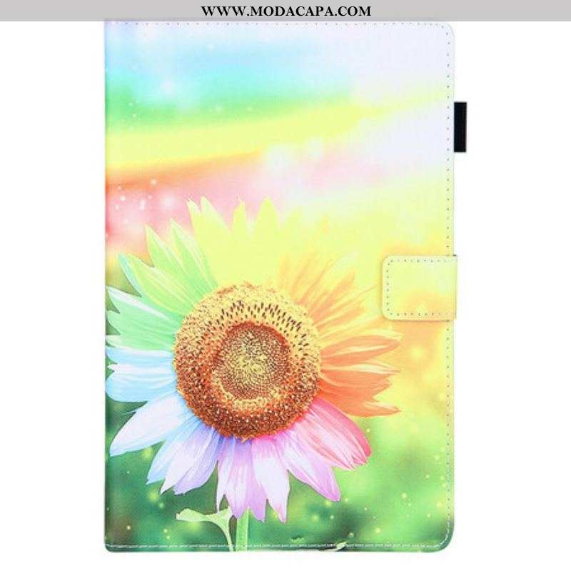 Capa De Couro Para Samsung Galaxy Tab A7 Lite Flores Ao Sol