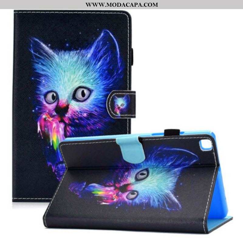 Capa Flip Para Samsung Galaxy Tab A7 Lite Gato Psicótico