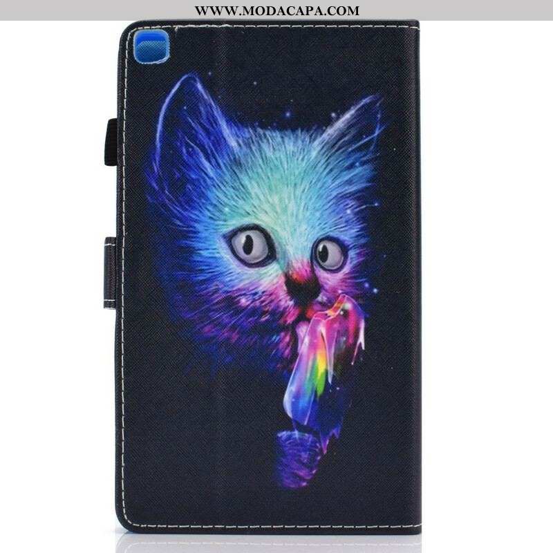 Capa Flip Para Samsung Galaxy Tab A7 Lite Gato Psicótico