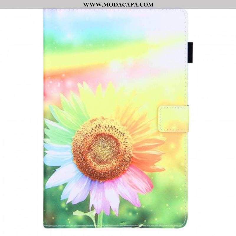 Capa Folio Para Samsung Galaxy Tab A8 (2021) Flores Ao Sol