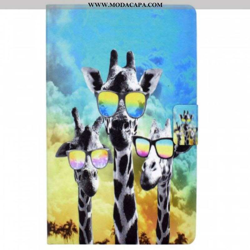 Capa Flip Para Samsung Galaxy Tab A8 (2021) Girafas Divertidas