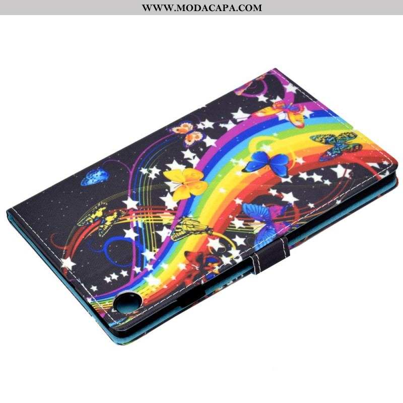 Capa Flip Para Samsung Galaxy Tab A8 (2021) Borboletas Arco-íris