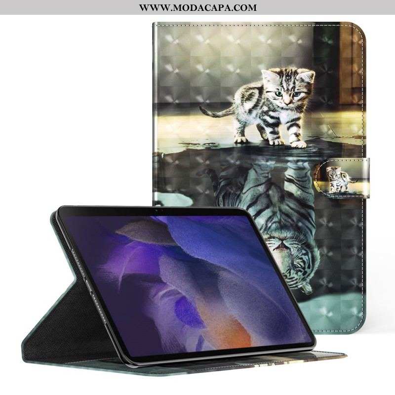 Capa Flip Para Samsung Galaxy Tab A8 (2021) Ponto De Luz Sonho De Gato