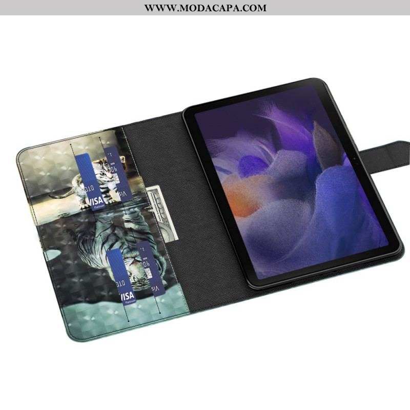 Capa Flip Para Samsung Galaxy Tab A8 (2021) Ponto De Luz Sonho De Gato