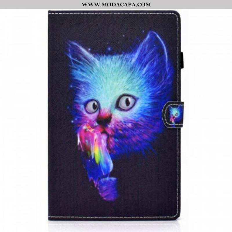 Capa De Couro Para Samsung Galaxy Tab A8 (2021) Gato Psicótico