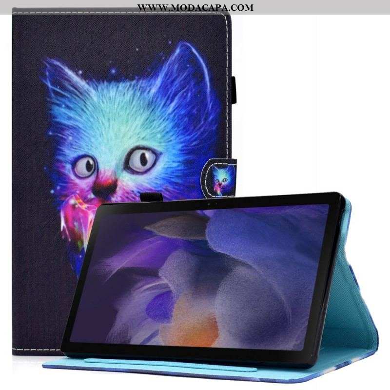 Capa De Couro Para Samsung Galaxy Tab A8 (2021) Gato Psicótico